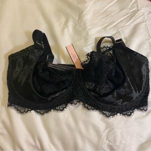 Victorias Secret Black Lace Velvet Unlined Bra 34DDD